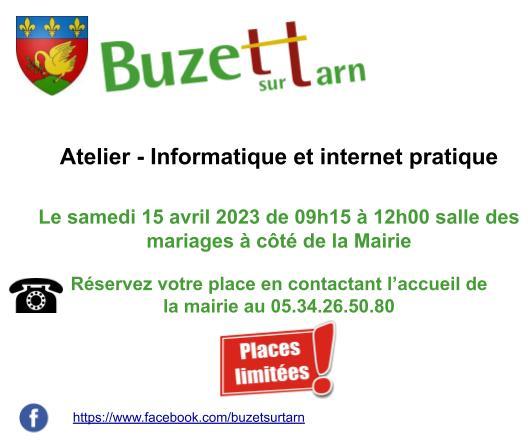 Flyer atelier informatique à Buzet sur Tarn